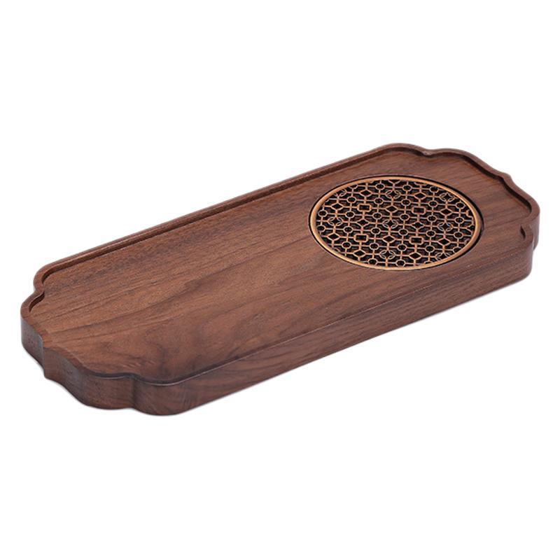 Black Walnut Wooden Tea Tray Household Small Solid Wood Tea Tray Pot Cushion High-end New Chinese-style Tea Set Pot Bearing Dry Brew Table