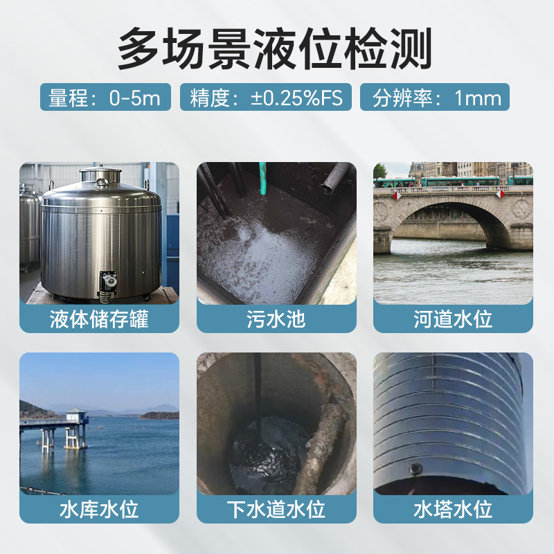 Ultrasonic Level Meter Integrated Sensor Transmitter Level Meter 4-20Ma Radar Water Level Meter Material Level Control