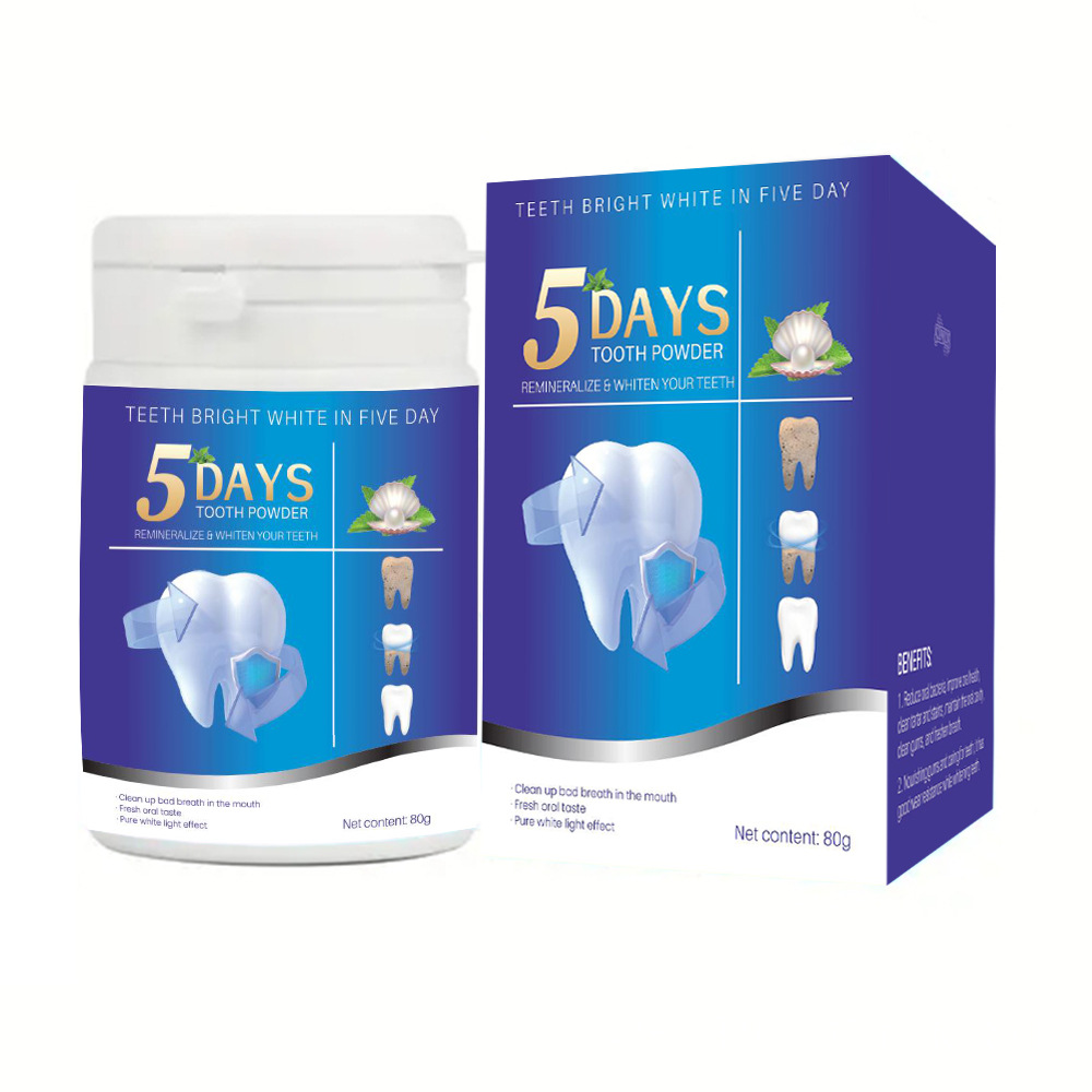 Cross-border foreign trade exclusive tooth powder pure English version bright white teeth mint tooth washing powder tooth cleaning powder