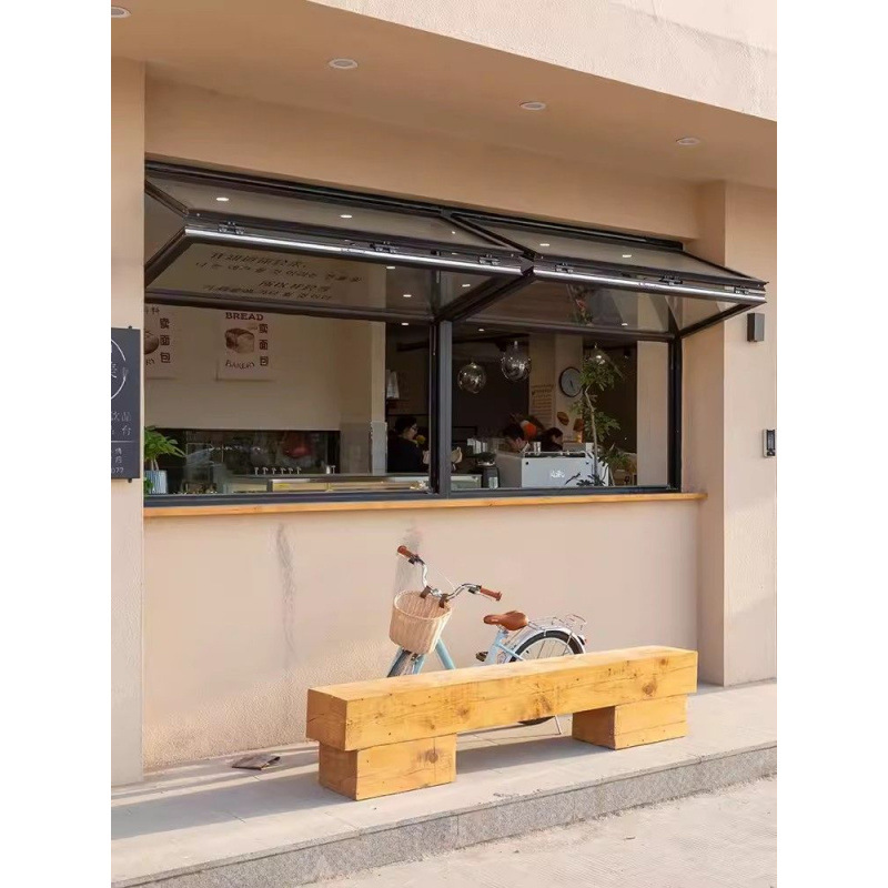 Net red upper and lower folding window aluminum alloy outer hanging window arbitrary hover upper push window coffee milk tea shop kitchen outlet