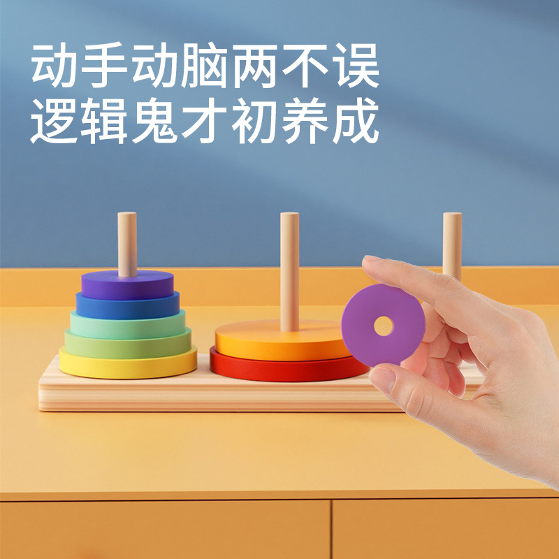 Wooden 6-Layer 8-layer 10-layer Hannover Tower Children's puzzle building blocks Primary school children's toys gift stalls toy wholesale