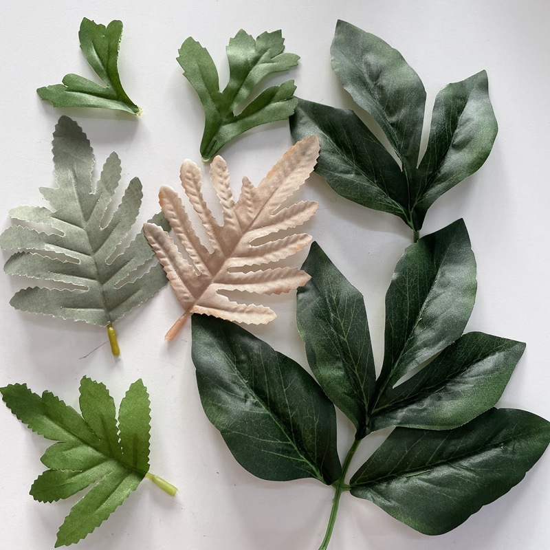 Artificial rose peony chrysanthemum flower hydrangea silk flower leaf soap flower accessories fake flower green plant leaves