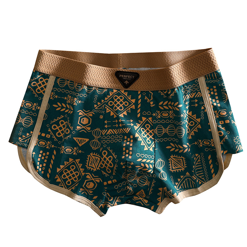 American Retro Ethnic Style Men's Underwear Amaya Cotton Breathable Sports Boxer Briefs Are Comfortable and Breathable