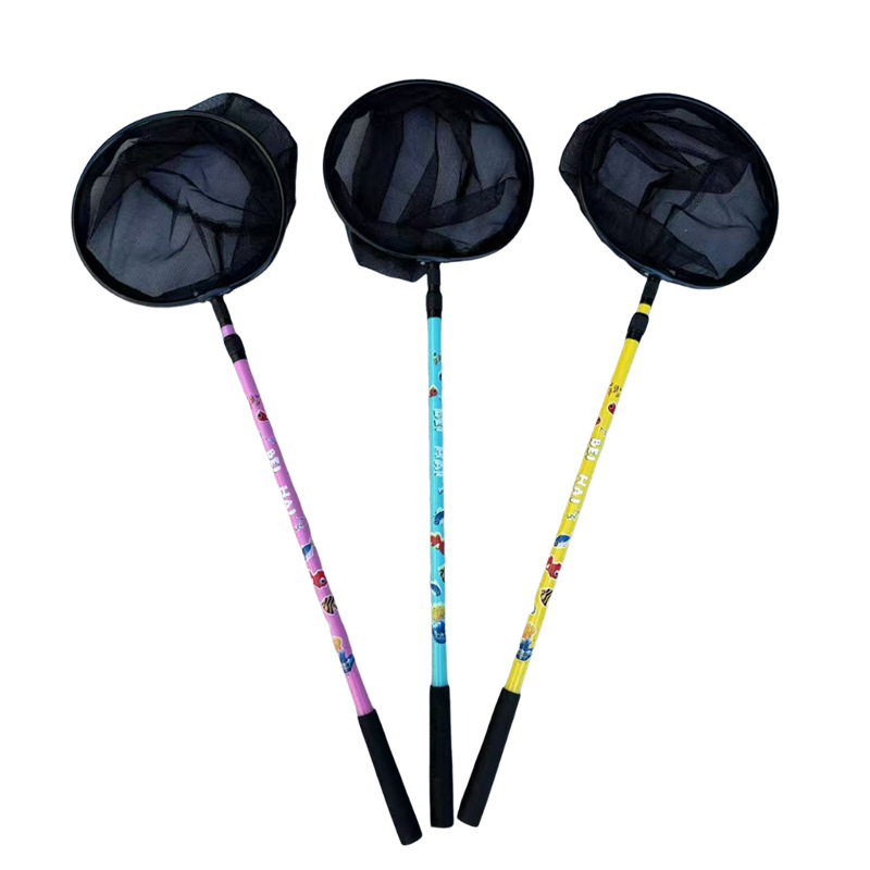 Children's Small Copy Net Lightweight Small Net Bag Fishing Gear Accessories Stainless Steel Telescopic Fishing Net Catching Insect Water Play Stainless Steel