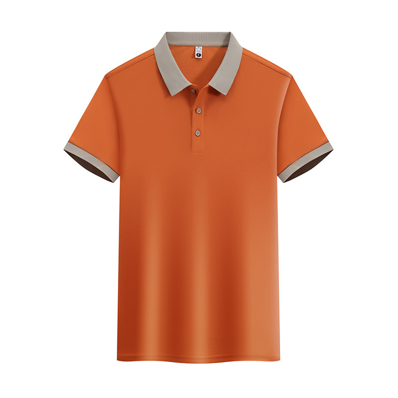 Polo Shirt Men's High-end Color Contrast Collar Ice Silk Short-sleeved Office Work Clothes Party Business Gift T-shirt Customization