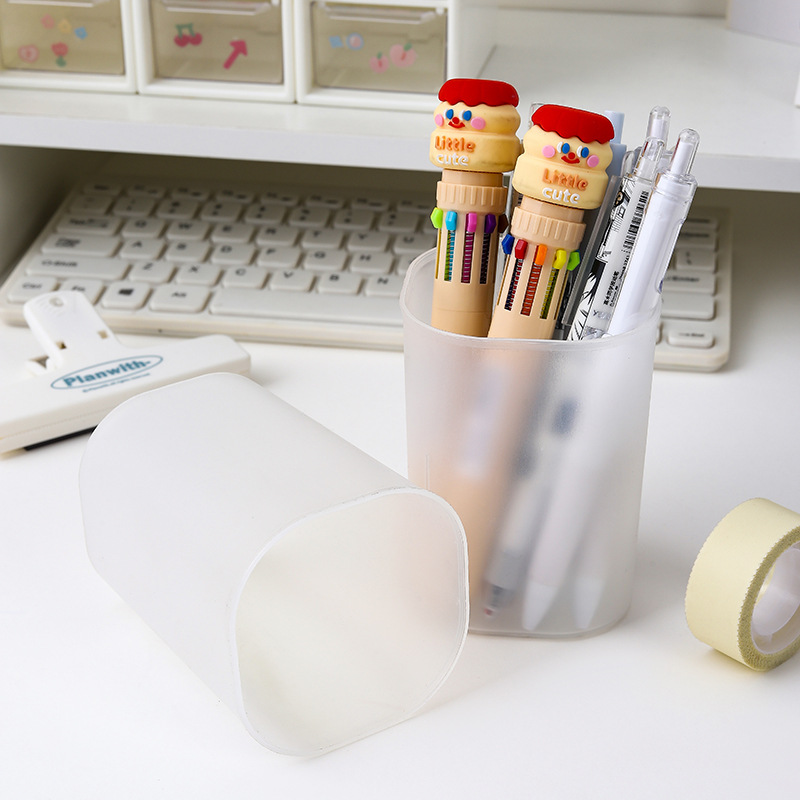Desktop transparent frosted pen holder simple storage stationery box multi-kinetic energy pen holder student pen holder storage container wholesale