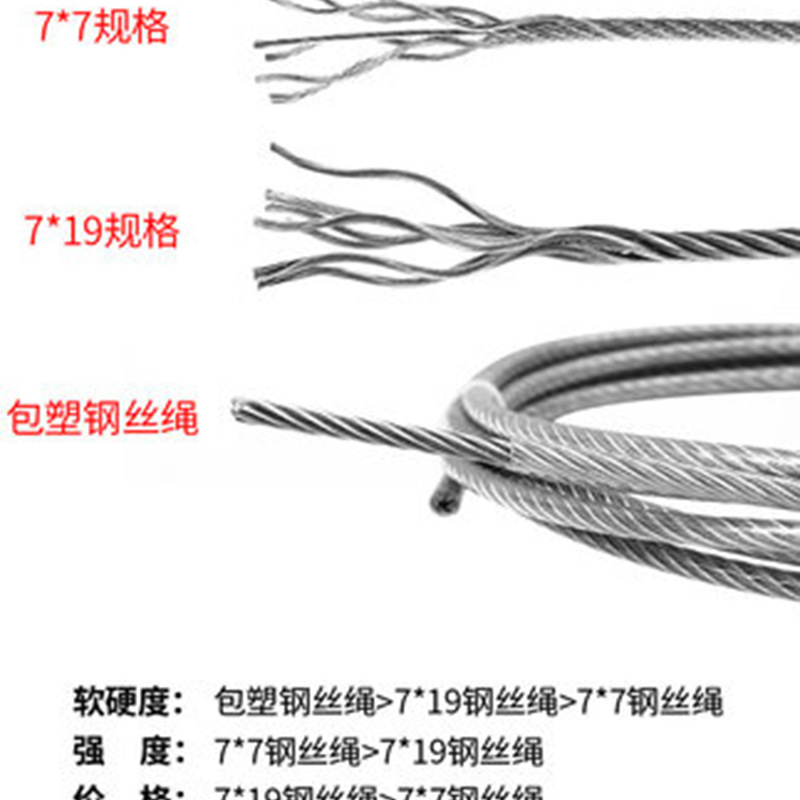Wholesale 304 stainless steel wire rope lifting rope flexible fence wire rope traction rope large quantity discount