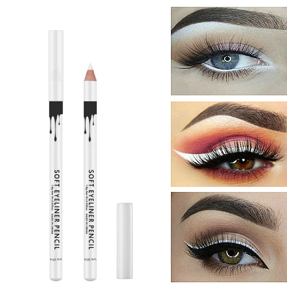 Кросс-бордовая косметика для макияжа лог с белым лайнером для глаз с эффектом хайлайта, студийный лайнер для начинающих, водостойкий клей для лайнера, не растекается