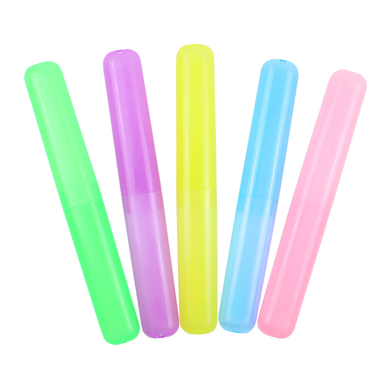 Travel Portable Toothbrush Box Set Candy Color Frosted Feel Toothbrush Head Protective Cover Dustproof Toothbrush Storage Box