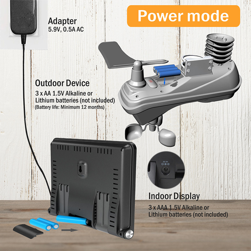 0365 weather station seven in one wireless WIFI weather forecast anemometer rain gauge temperature and humidity meter UV