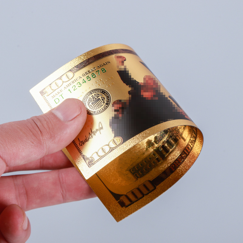 Special 100Pet Plastic Gold Foil Commemorative Banknote Gold Foil Currency Colorful Double-Sided Colorful Printing Commemorative Banknote Commemorative Coin Customization