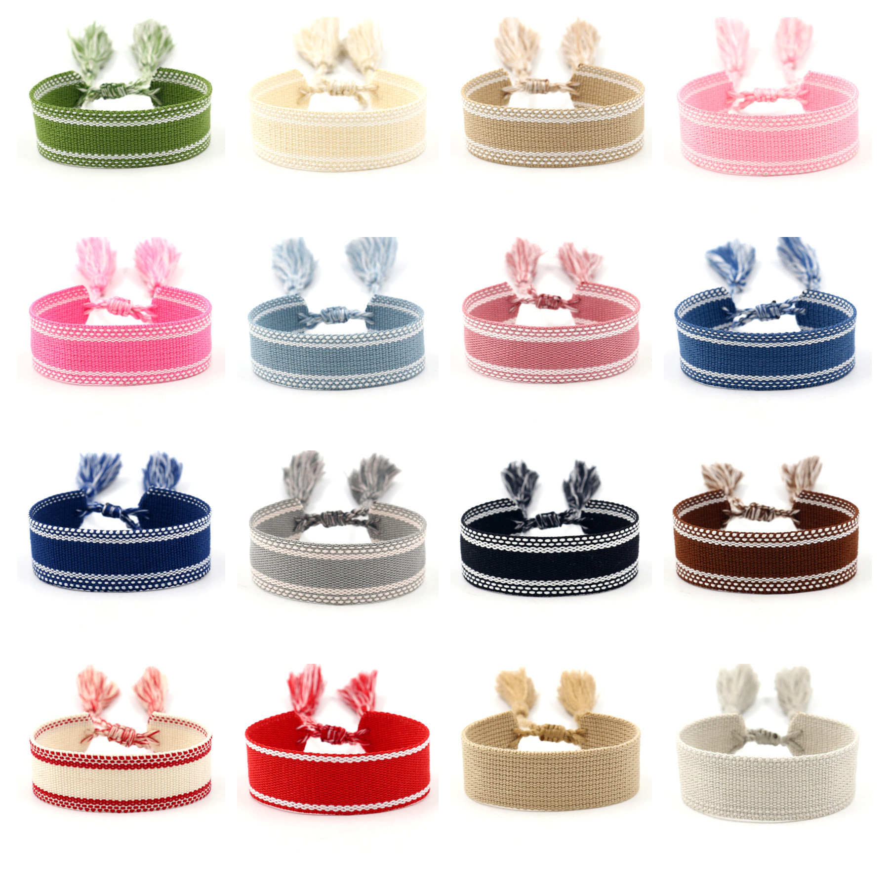 Spot Wholesale 326 Colors Optional Ethnic Style Blank Webbing Bracelet Can Be Embroidered Tassel Woven DIY Wrist Strap