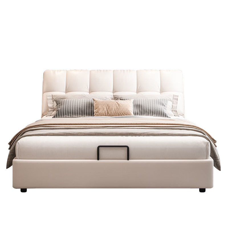 Nordic Leather Art Bed Soft Backrest 1.8m Multifunctional Storage Double Bed Wedding Bed Bedroom Light Luxury Nappa Leather Bed Direct Sale