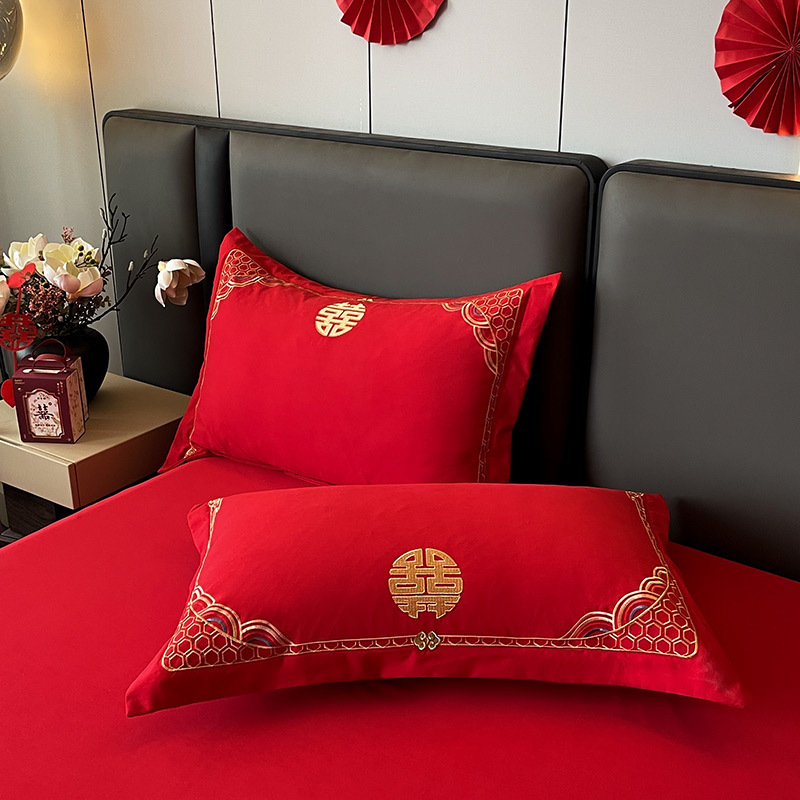 Wedding Four-Piece Set Wedding Wedding Room Quilt Bed Sheet Dragon and Phoenix Embroidered Quilt Cover Wedding Big Red Bedding