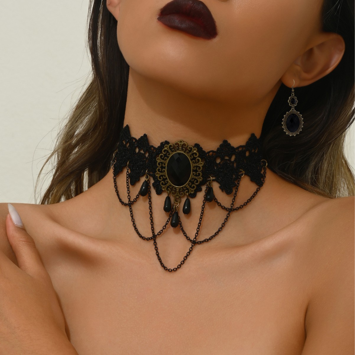 Кросс-бодер аксессуары с индивидуальным дизайном, стиль танца в дворцовом стиле, ретро кружевное ожерелье, браслет, кольцо, комплект