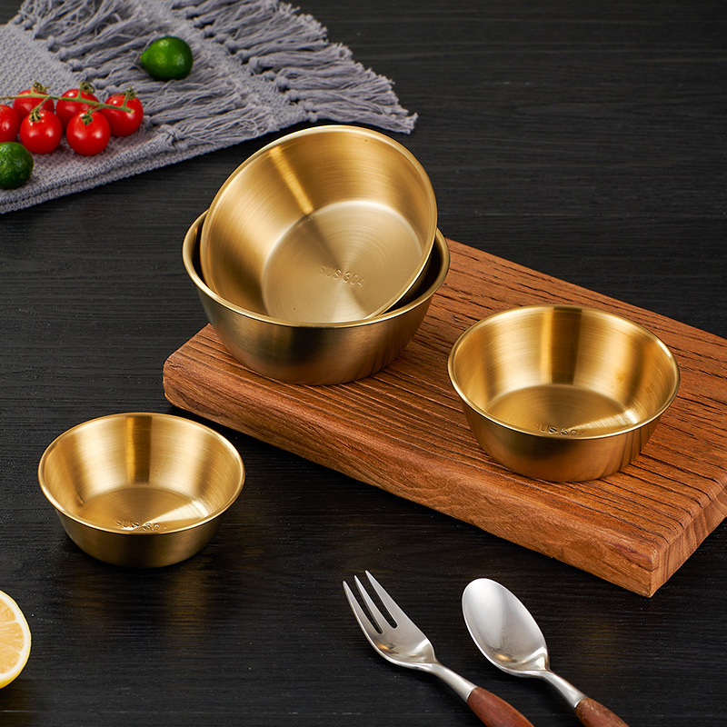 316 Stainless Steel Golden Rice Wine Bowl with Handle Snack Bowl Korean Restaurant Bowl Dipping Sauce Seasoning Small Bowl