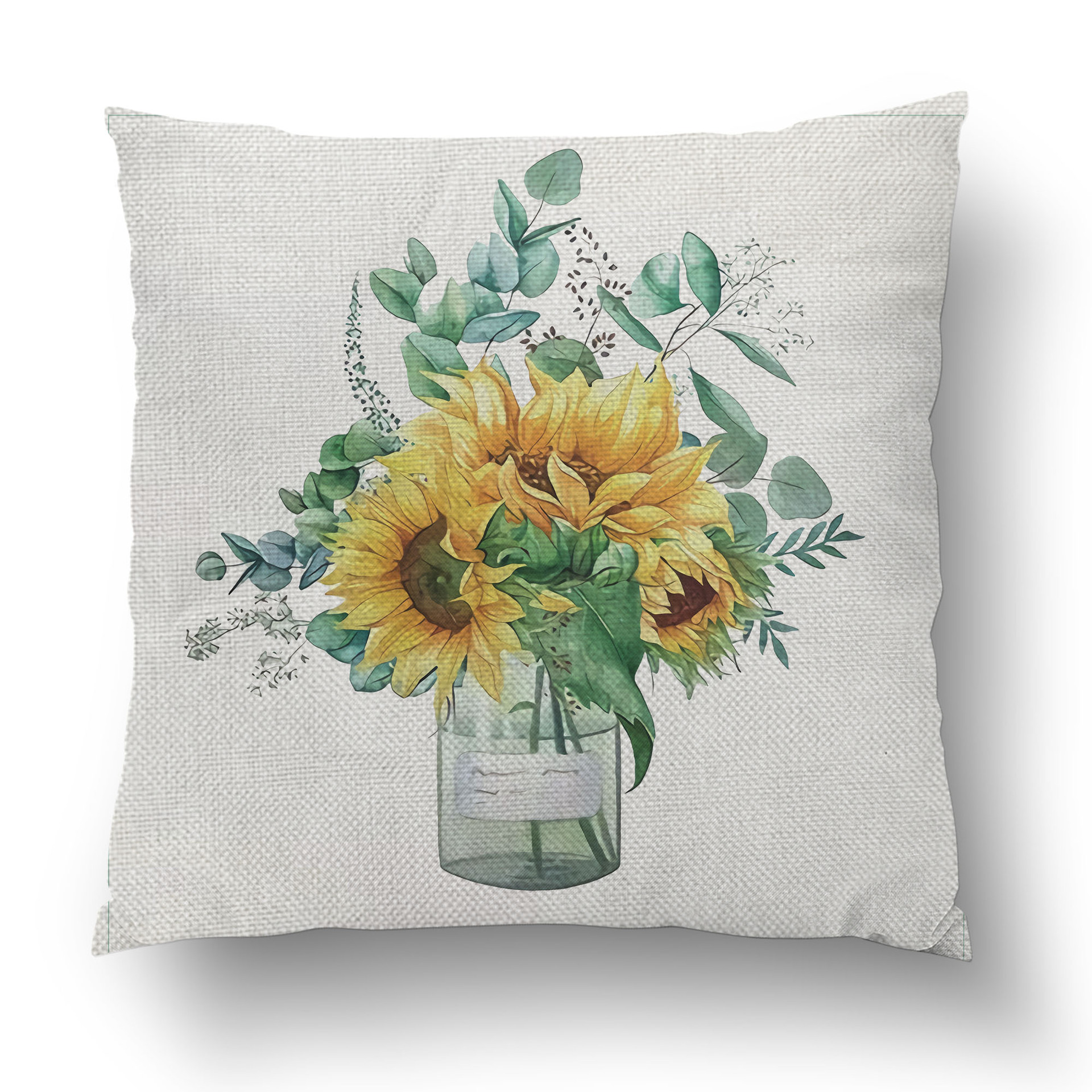 Spring Plant Flower Pattern Printed Linen Pillow Case Home Ambience Decorative Sofa Cushion Cover Car Seat