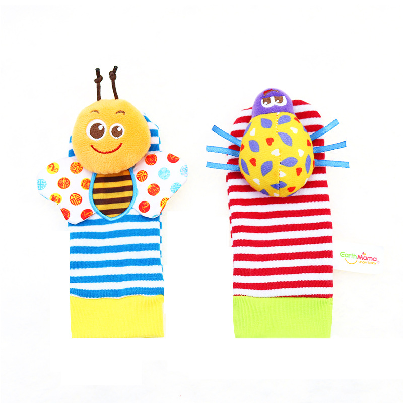 New Baby Soothing Rattle Plush Early Education Toy Bug Wrist Bell Rattle Socks Manufacturer Wholesale