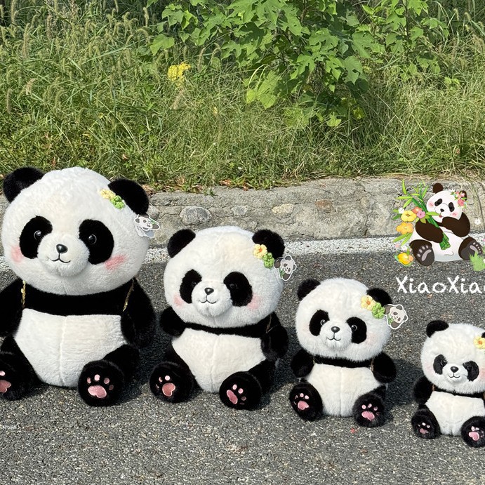 Chengdu Internet Red Base Sweet Girl Cute Panda Doll Back Fortune Apple Agaro Gourd Mushroom Bag Doll