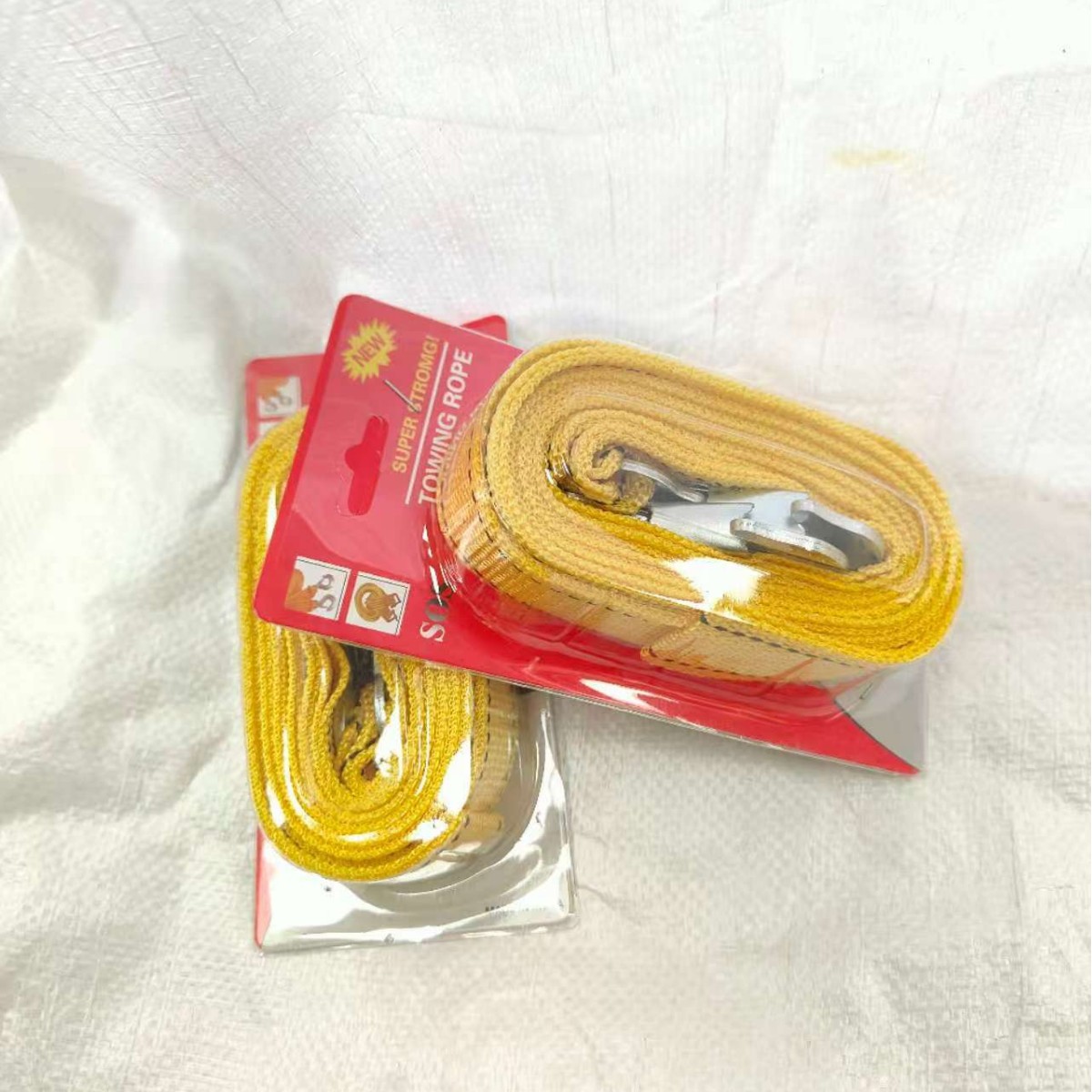 in stock direct supply car 3 meters 3 tons tow rope off-road vehicle tow belt car supplies OPP grapple U hook tow rope
