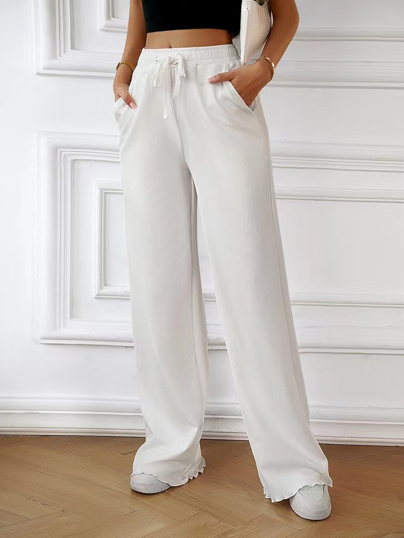 European and American cross-border women's clothing 2023 autumn and winter foreign trade Amazon independent station loose casual solid color wide leg trousers