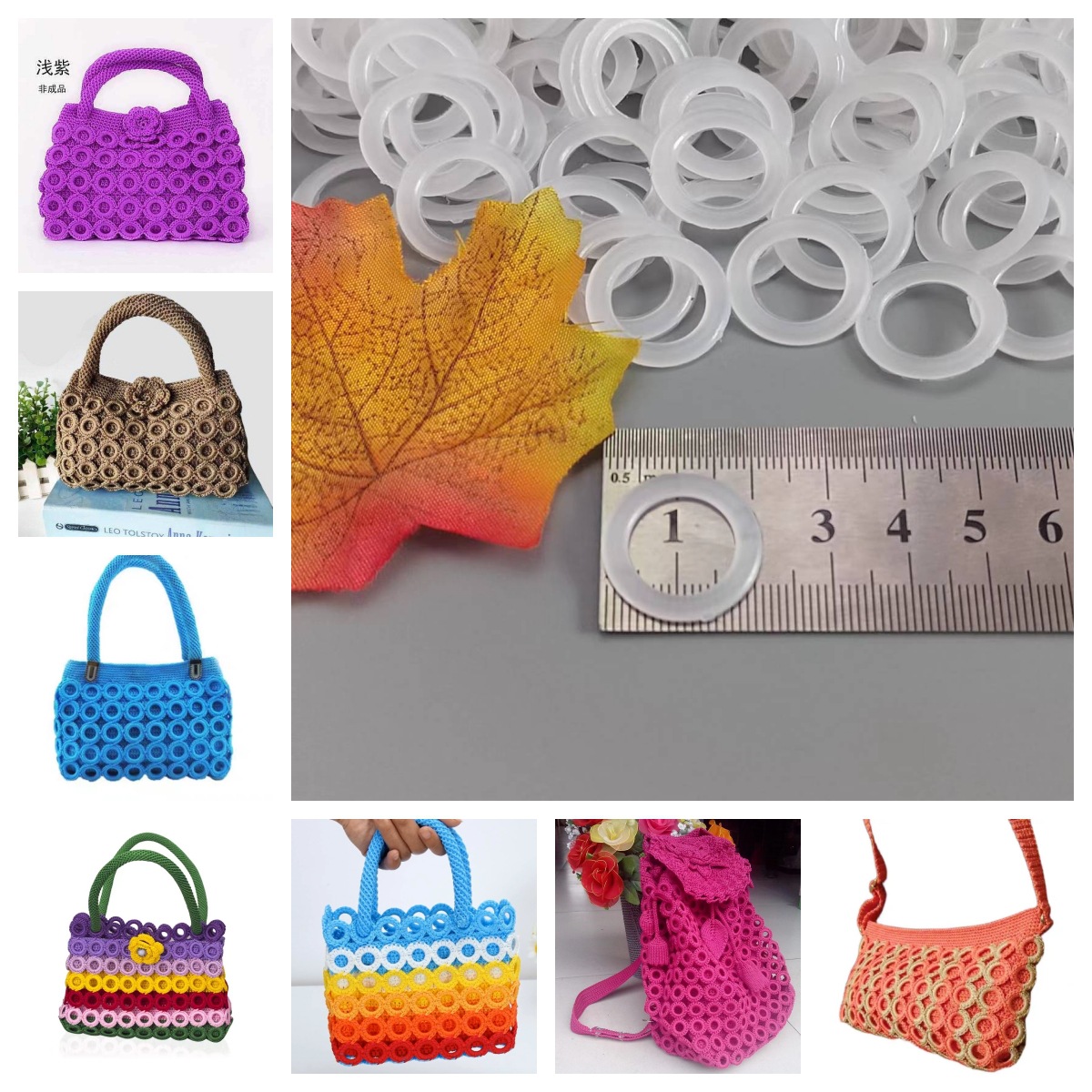 Сумка с кольцом для вязания, пластиковое кольцо, аксессуары для ручной работы, материалы для DIY