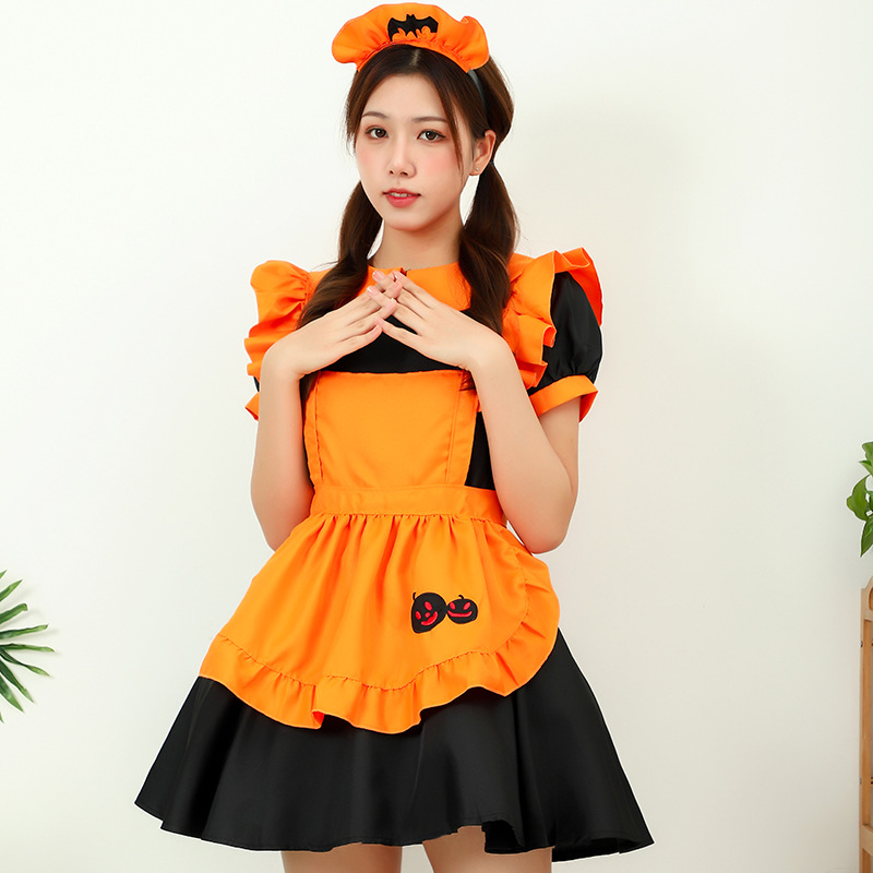 COSPLAY Halloween embroidery maid costume pumpkin maid costume bat vampire maid magic witch