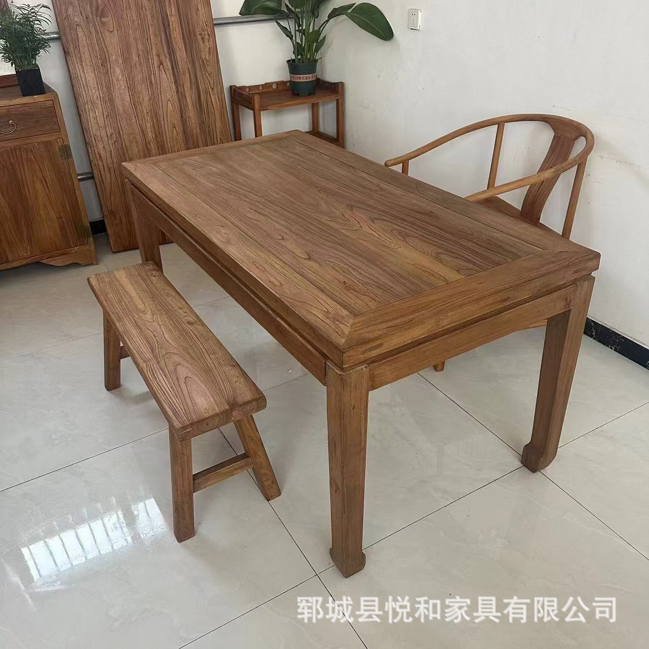 Old Elm Tea Table Vintage Log Tea Table Household Chinese-style Horseshoe Table Office Tea Room Rectangular Board Table Tea Table