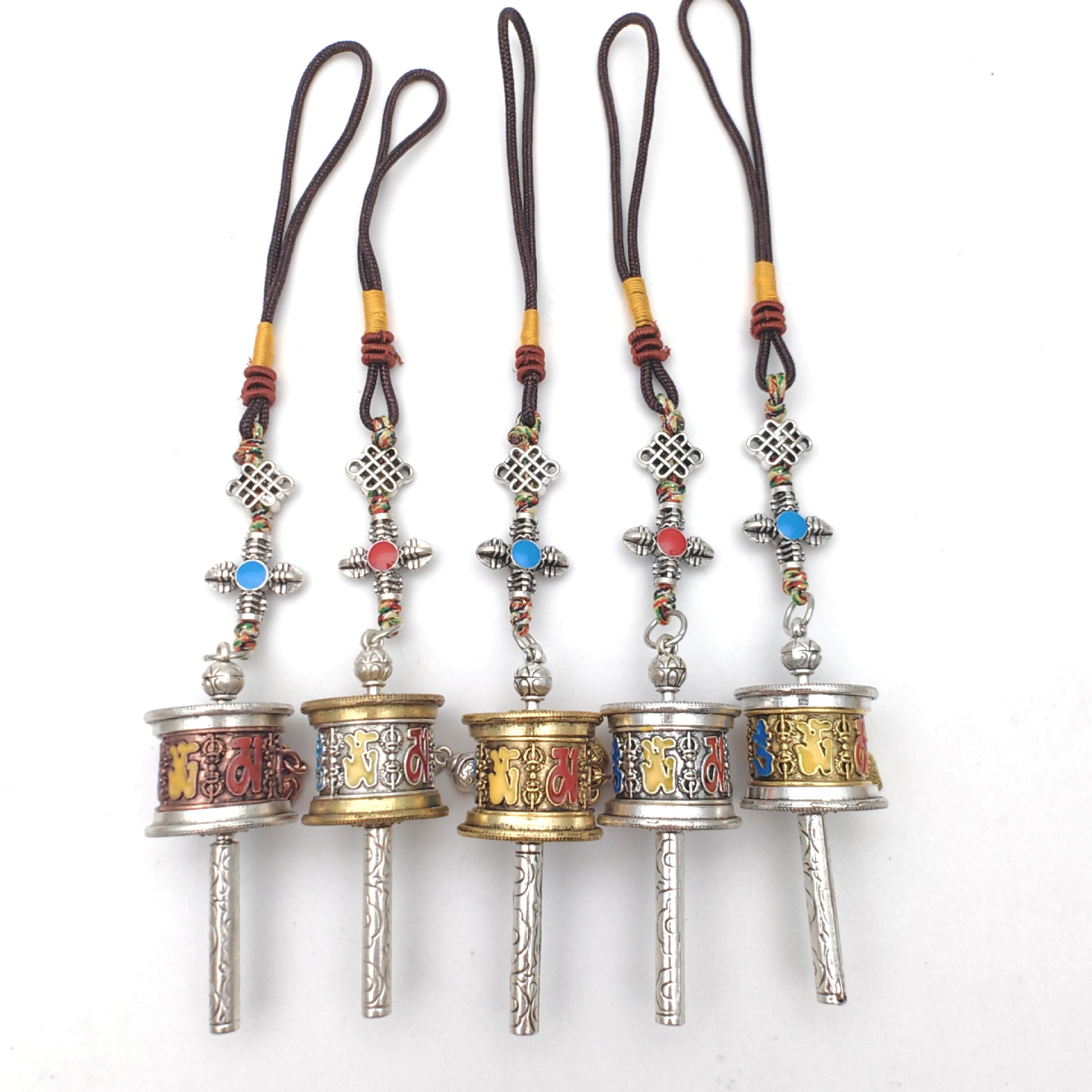 Xizang Prayer Wheel Six-Character Mantra Retro Ethnic Style Diamond Rope Bag Car Pendant Fashion Jewelry
