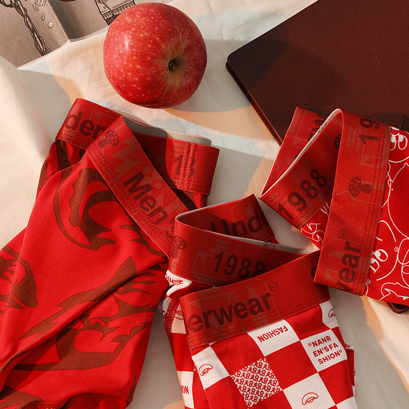 Men's Underwear Men's Pure Cotton Benmingnian Red Trendy Trousers Comfortable Breathable Boxers Hongyun Wedding Boxers