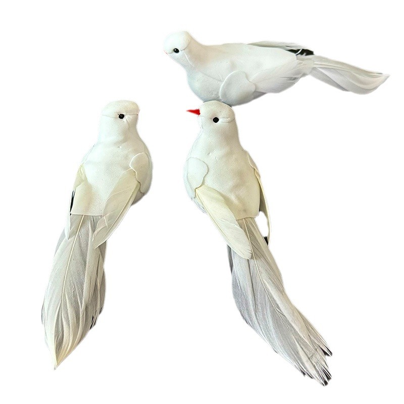 Christmas White Pigeon Simulation Feather Bird Props Gardening Decoration Fake Bird Crafts Cross-border Crafts Ornaments