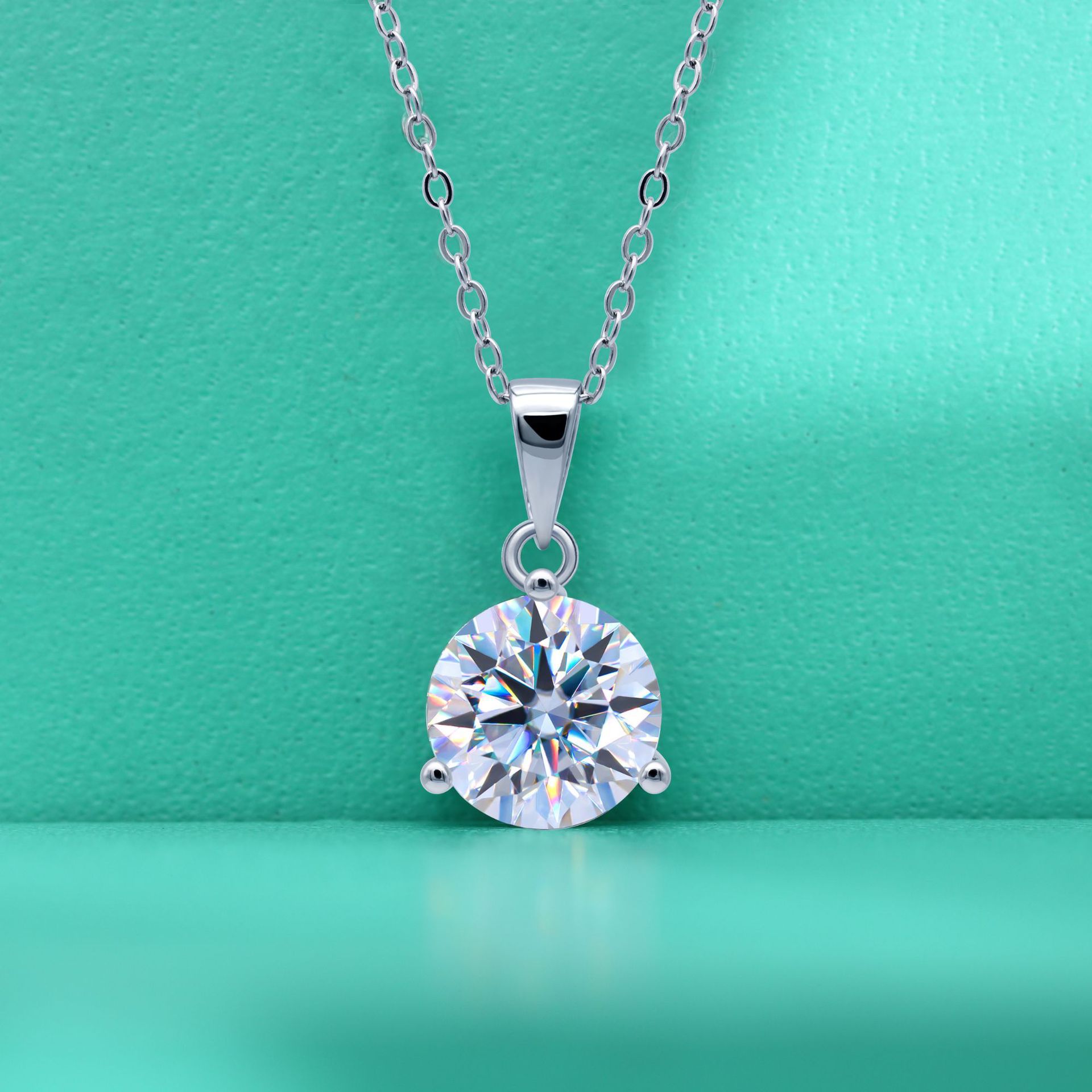 925 Silver 1-1.05 Carat D Color Vs Clarity Niche Design Round Cultured Diamond Pendant Necklace Clavicle Chain