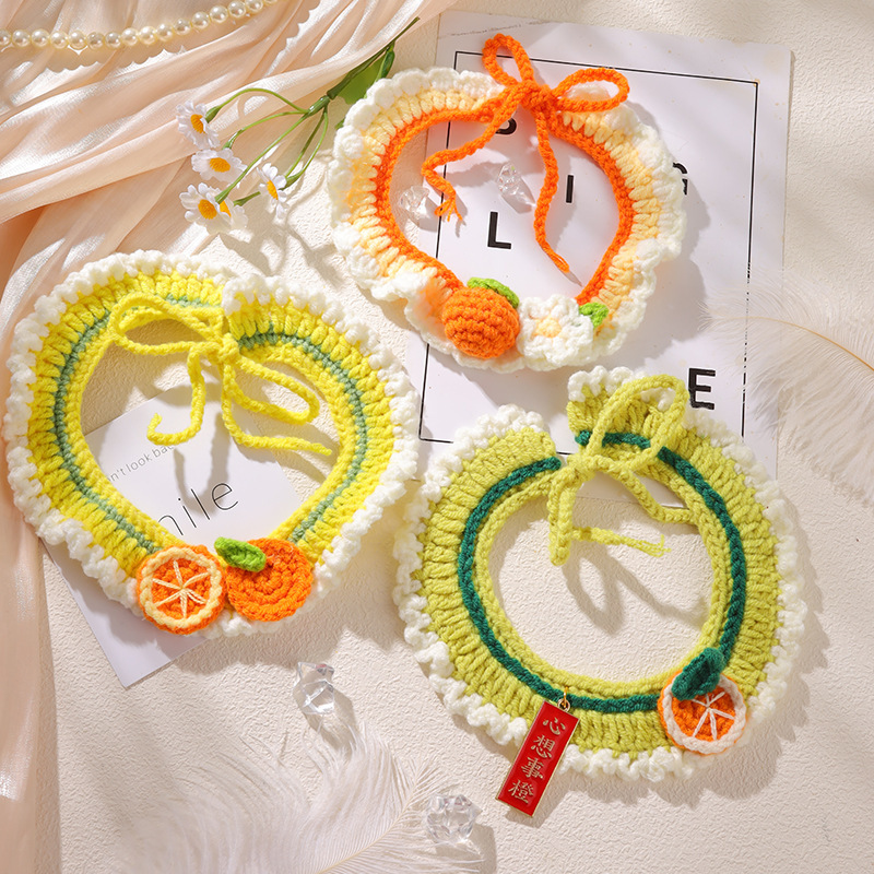 Cats and Dogs Cute Knitted Scarf Slippery Towel Wool Collar Bib Small Dog Photo Decorative Handmade Scarf