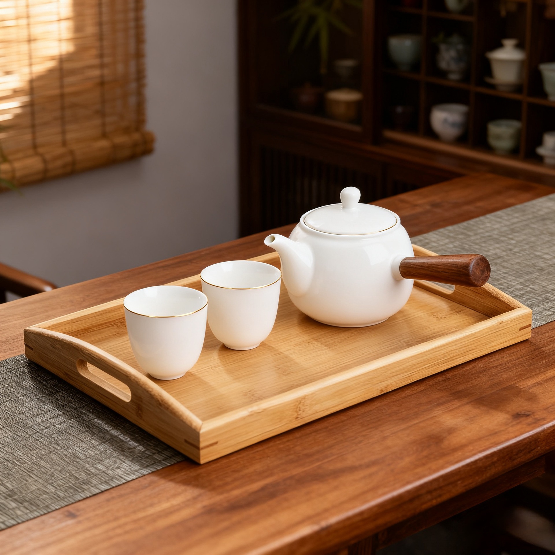 Simple Tea Set Tea Tray Household Wooden Tray Japanese-Style Bamboo Tray Tea Tray Hotel Restaurant Barbecue Tray Wholesale