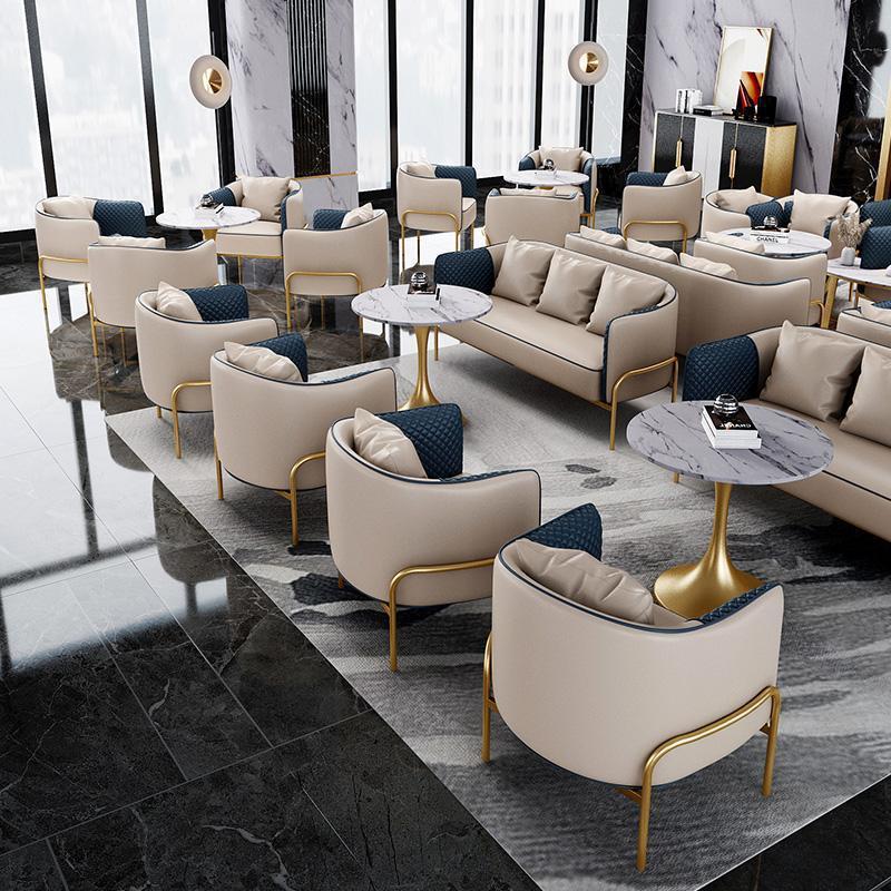Light Luxury Negotiation Sofa Booth Combination Hotel Lobby Office Tea Room Sofa Sales Office Reception Desk and Chairs