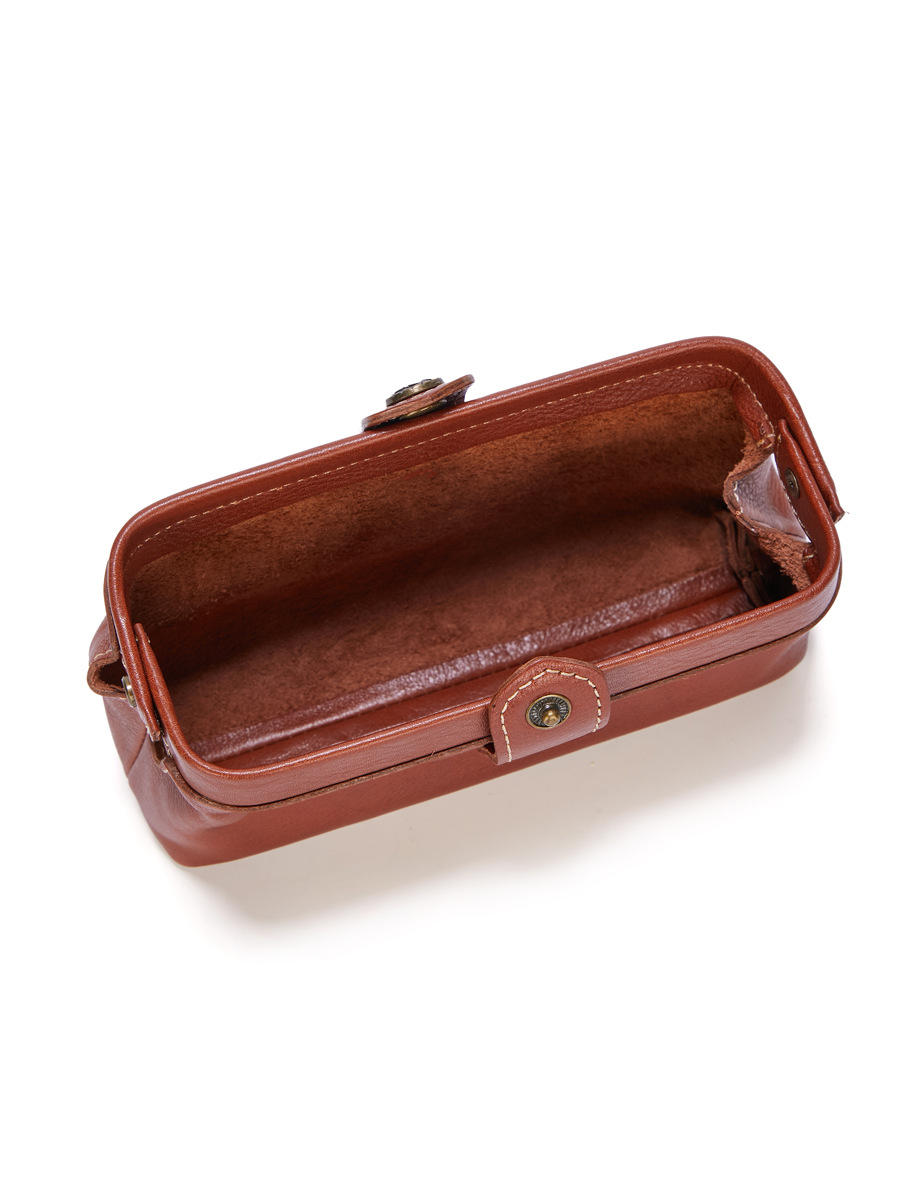 Factory Cross-border Cowhide Leather Clutch Bag Mouth Gold Bag Clutch Bag Women's High-end Sense Women's Bag Handbag for Mobile Phone