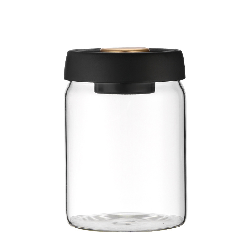 High Borosilicate Glass Sealed Jar Storage Jar Kitchen Grain Candy Jar Push-Type Vacuum Storage Jar