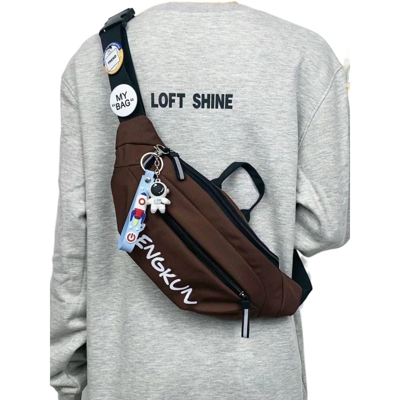 Instagram Popular Brand Chest Bag Men's Japanese Style Casual Crossbody Small Bag Simple Tooling Shoulder Bag Women's Sports Mobile Phone Waist Bag