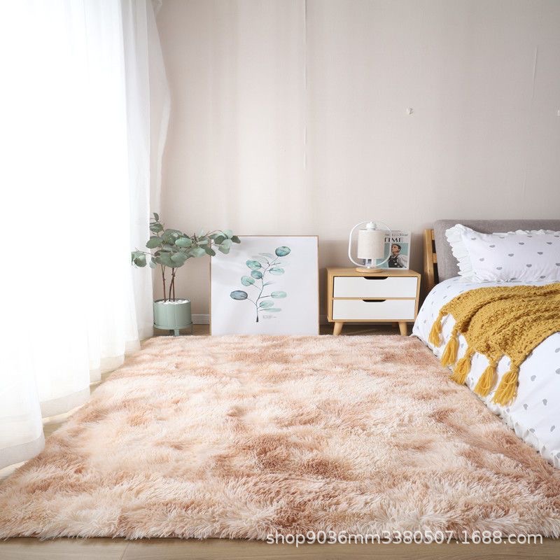 Gradient Tie-Dye Plush Carpet Living Room Bedroom Bedside Blanket Bay Window Mat Full Thickeneded Carpet Scandinavian Ins