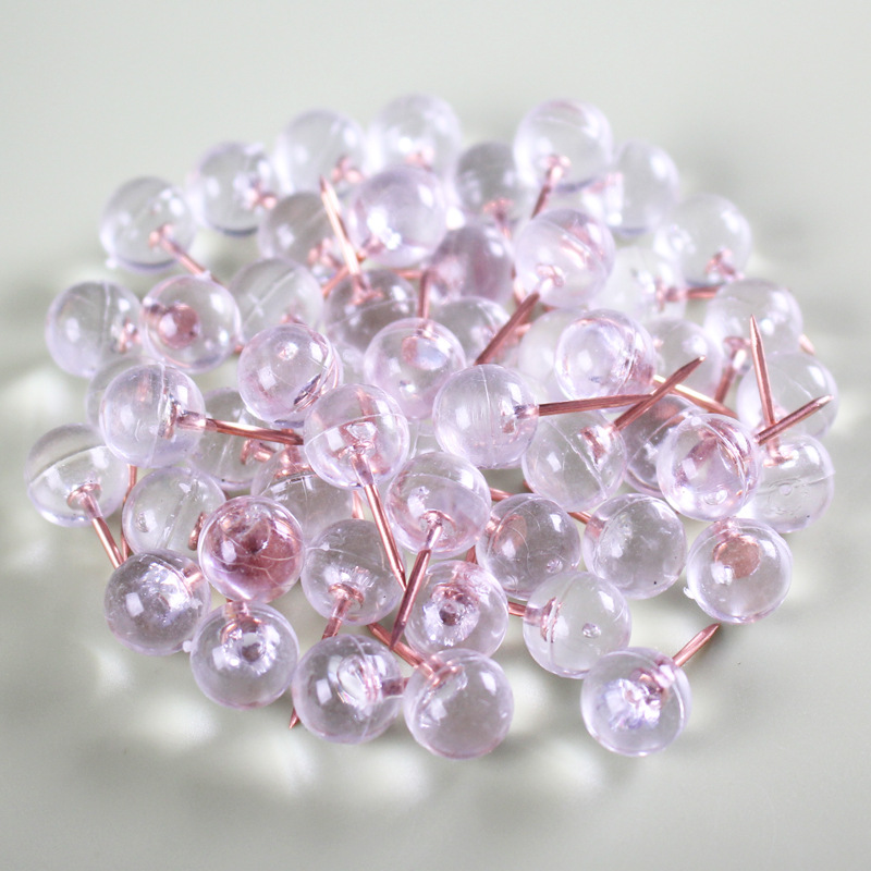 Clear round ball plastic pushpin rose gold needle Cork label nail fixed note Photo Press nail press ball nail