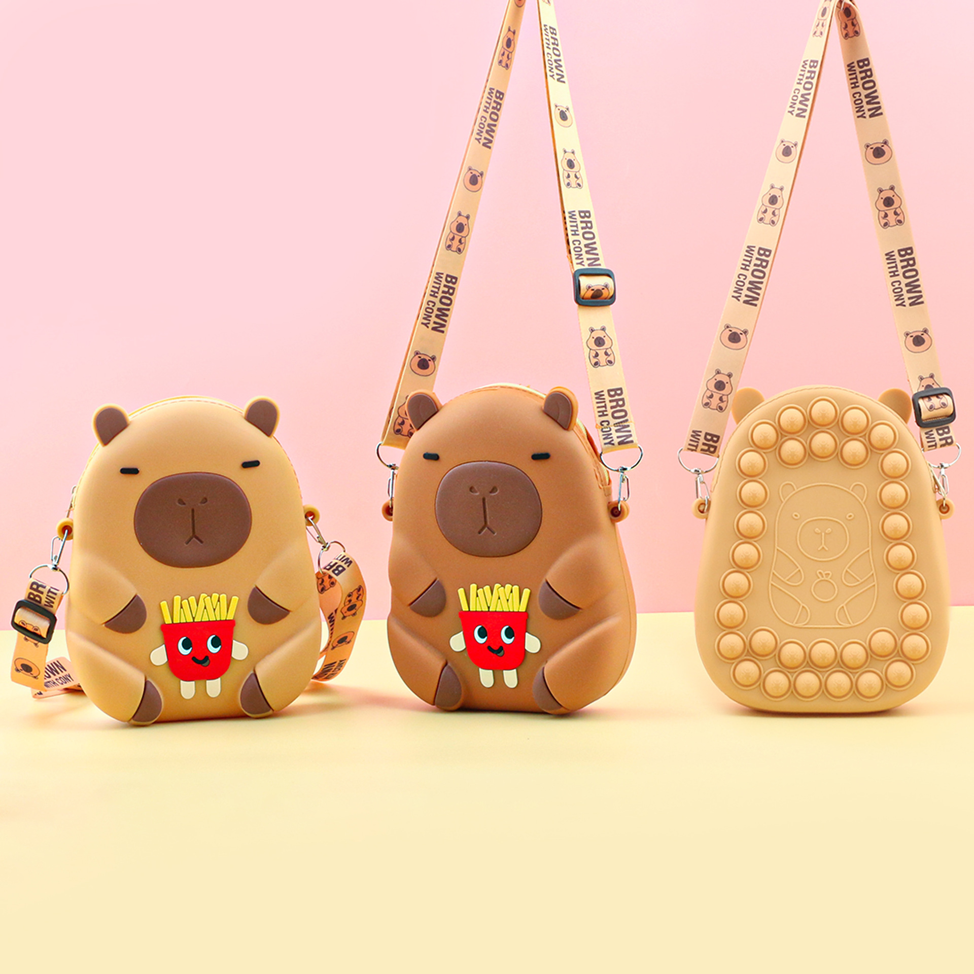 Kapibala Silicone Keychain Coin Purse Cute Children's Keychain Storage Bag Pendant Coin Storage Bag