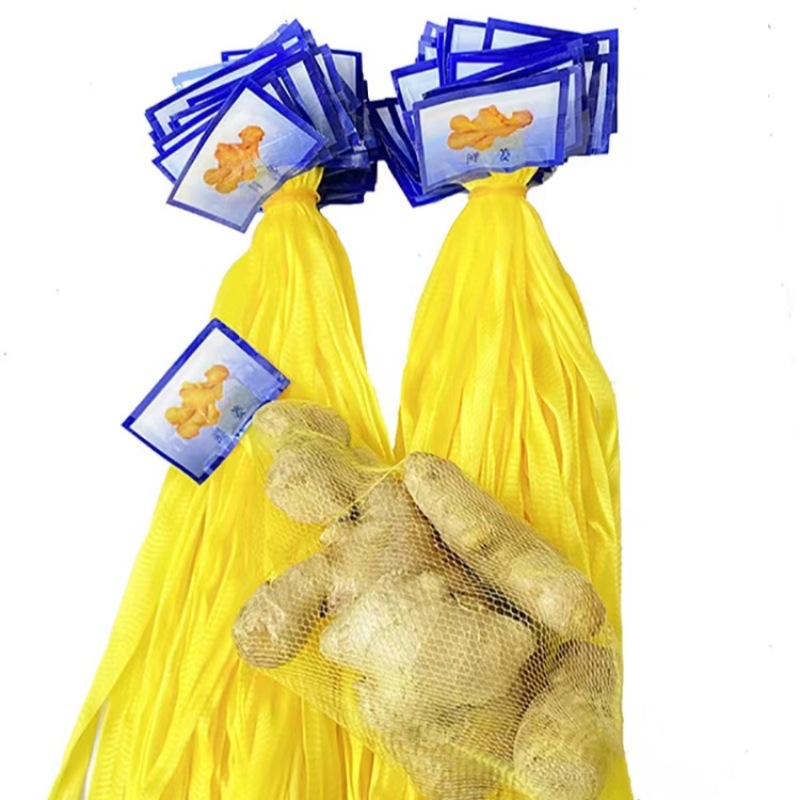 Garlic Packaging Bag, Ginger Mesh Bag, Garlic Mesh Bag with Trademark, Mesh Bag for Garlic Cloves, Yellow Ginger Mesh Bag with Dense Eyes