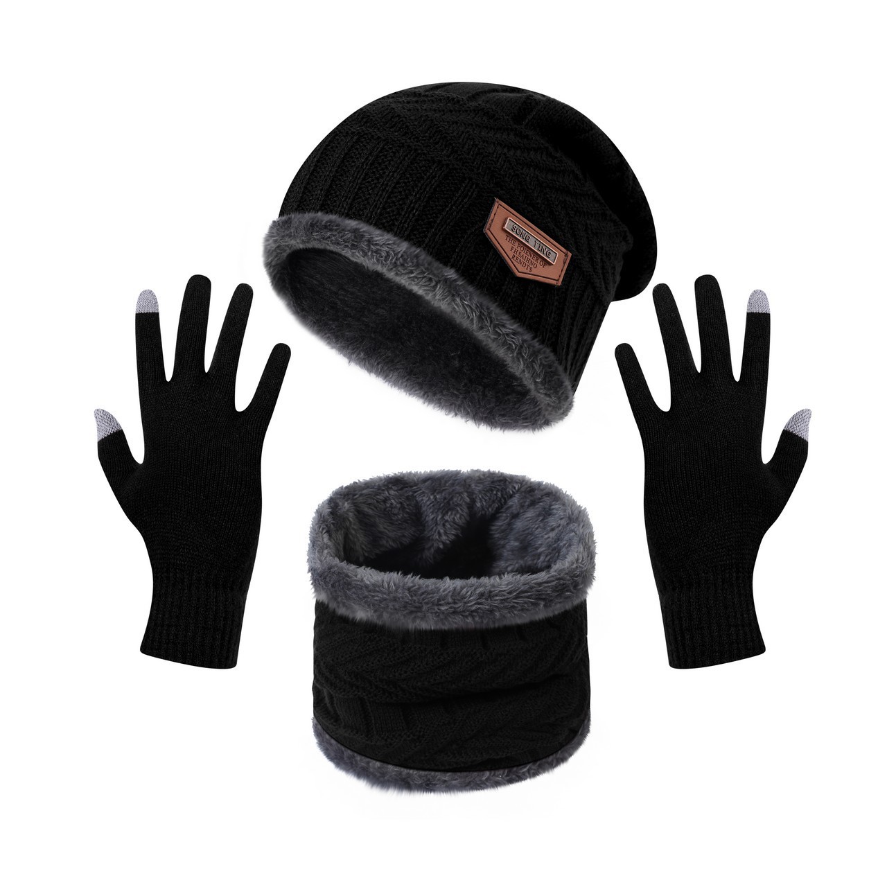 Winter Men's Fleece-Lined Warm Neck Scarf Integrated Hat Thickened Knitted Hat Woolen Hood Women's Parent-Child Hat Cross-Border Exclusive Supply