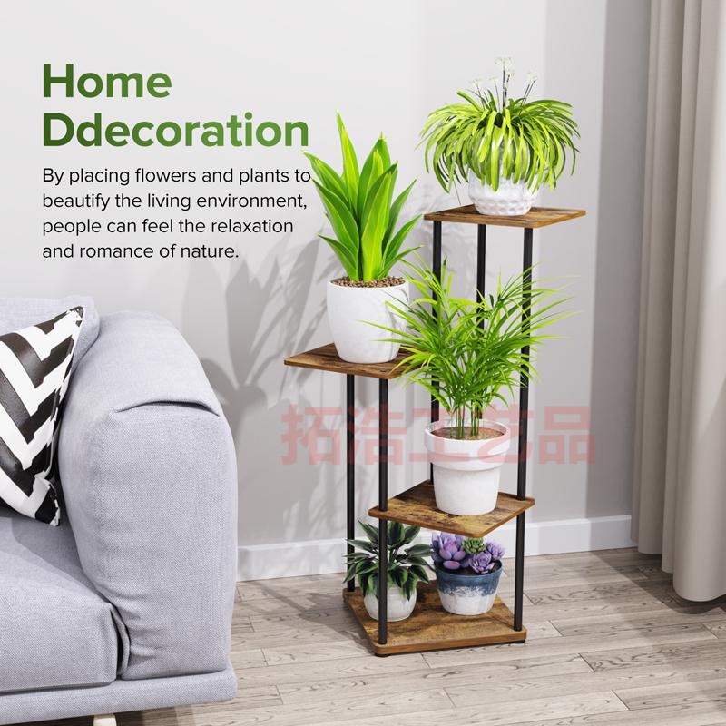 Cross-Border Multi-Layer Iron Flower Stand Special-Shaped Indoor Living Room Ironwood Flower Pot Stand Simple Courtyard Balcony Metal Plant Stand
