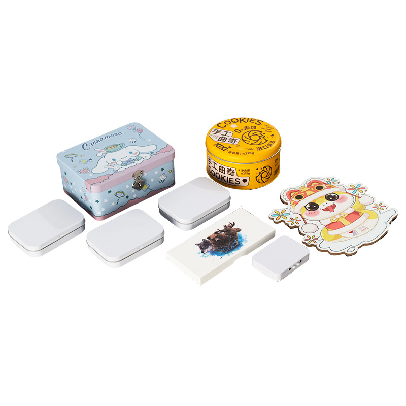 Spot Printed Logo Storage Box Household Change Key Tinplate Box Password Piggy Bank Tin Box Uv Printing