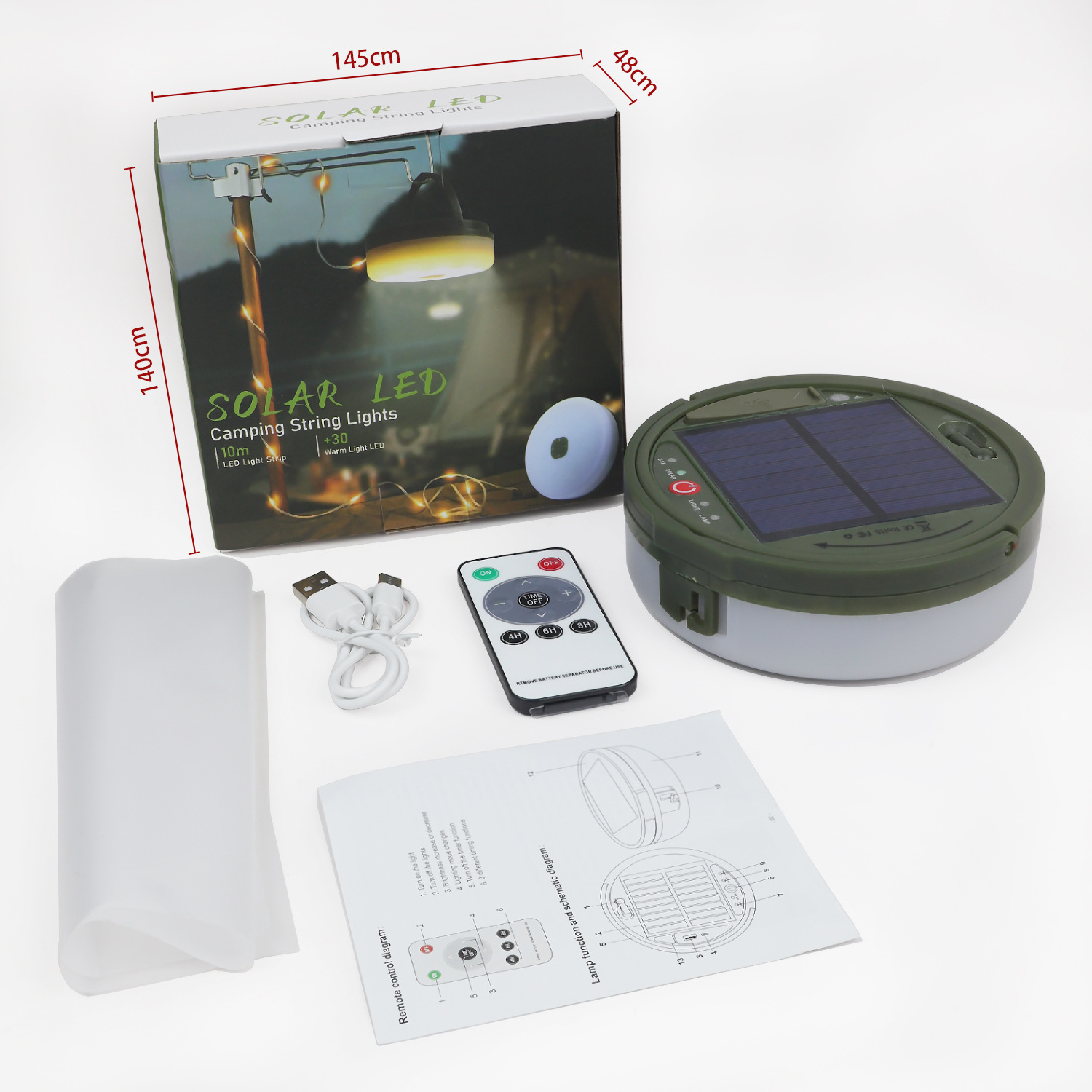 Solar-Powered Outdoor Tape Measure Light, Multifunctional Led String Light, Tent Camping String Light, Emergency Atmosphere Small Colored Light