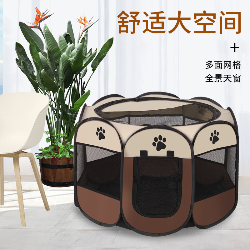 Octagonal Pet Fence Pet Tent Oxford Cloth Scratch Resistant Foldable Dog Cage Dog Cat Birthday Room Kennel Cat Nest