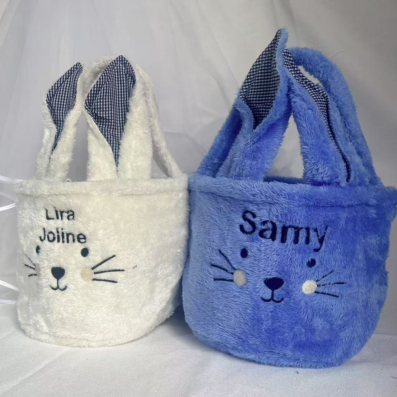 复活节毛绒手提袋带定制刺绣