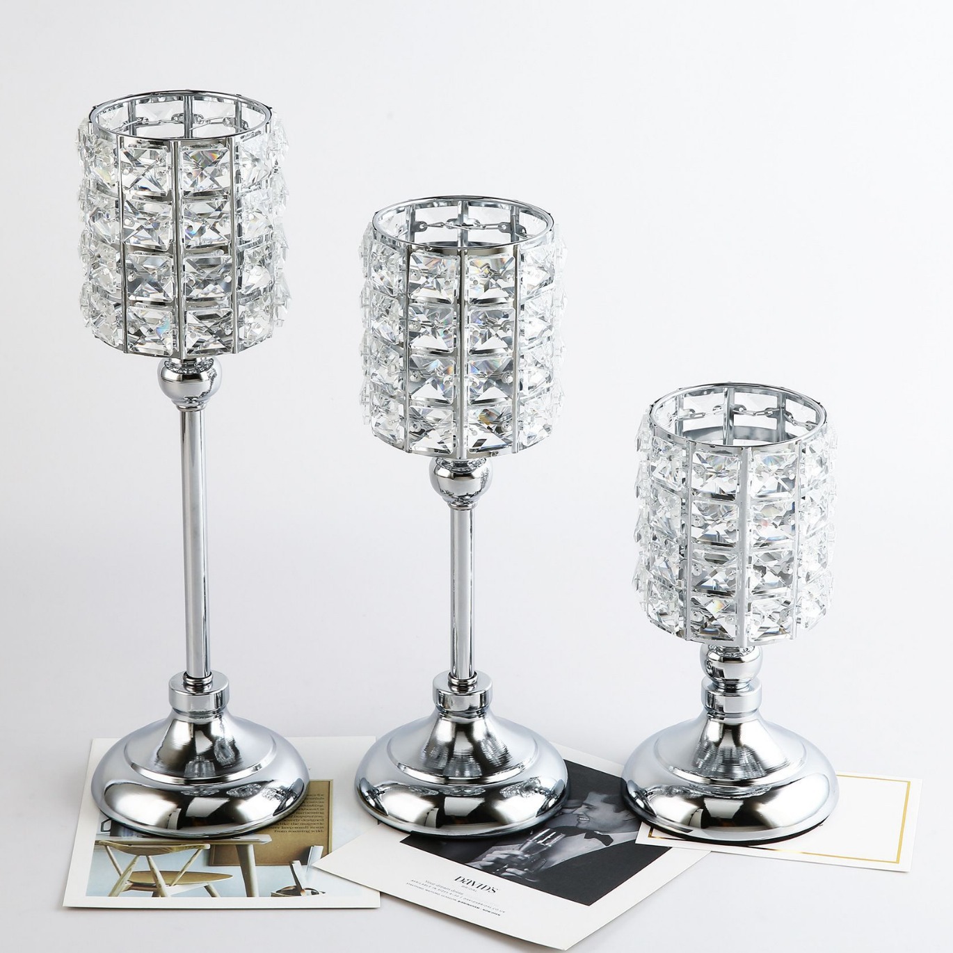 Nordic ins Candlestick Ornaments Crystal Dining Table Decorations Light Luxury Wedding Props