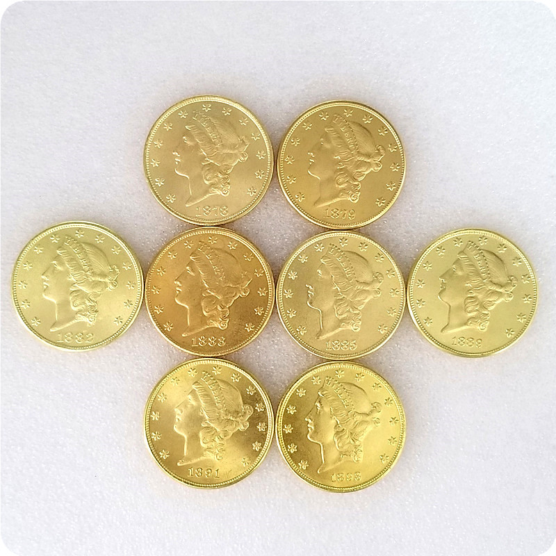 American commemorative coin brass material 1878~1893 eight brass material antique crafts